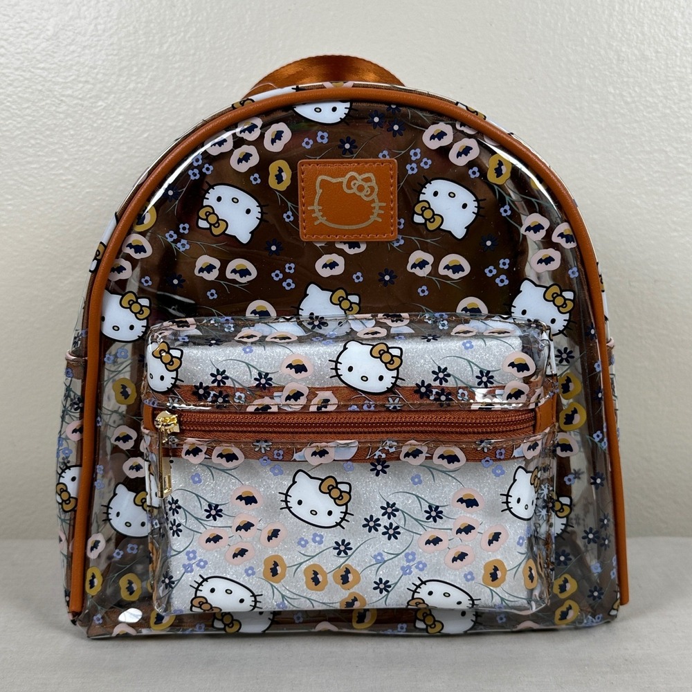 Hello Kitty Mini Backpack Multi-Color Floral Clear Cartons‎ Cute NEW